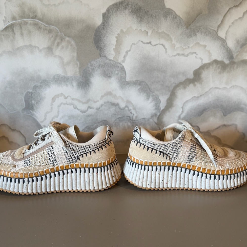 Chloe Textured Beige and White Sneakers
